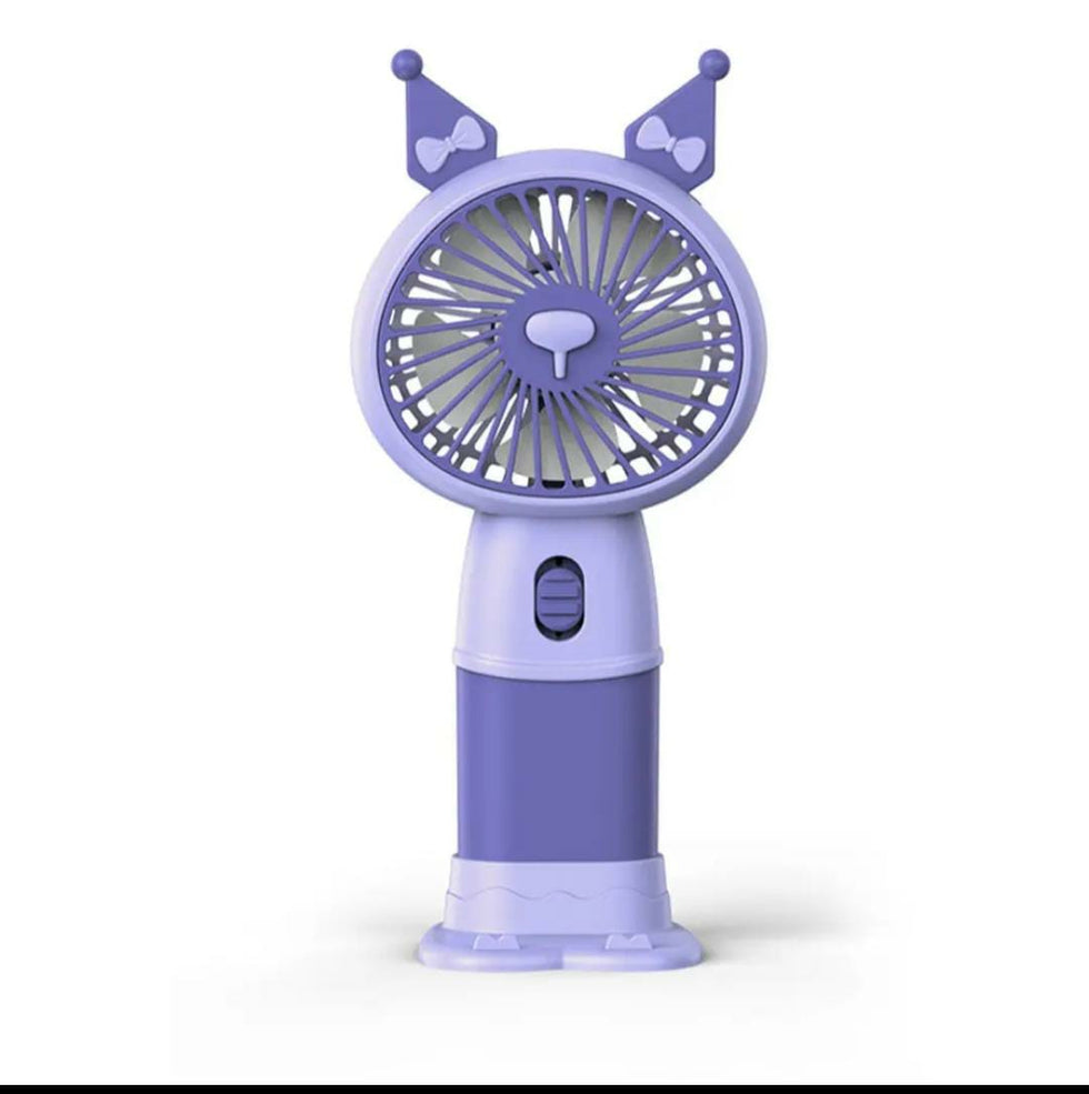 Mini Handheld Cute Fan with Dual-Function Mobile Stand Base (Random Color)