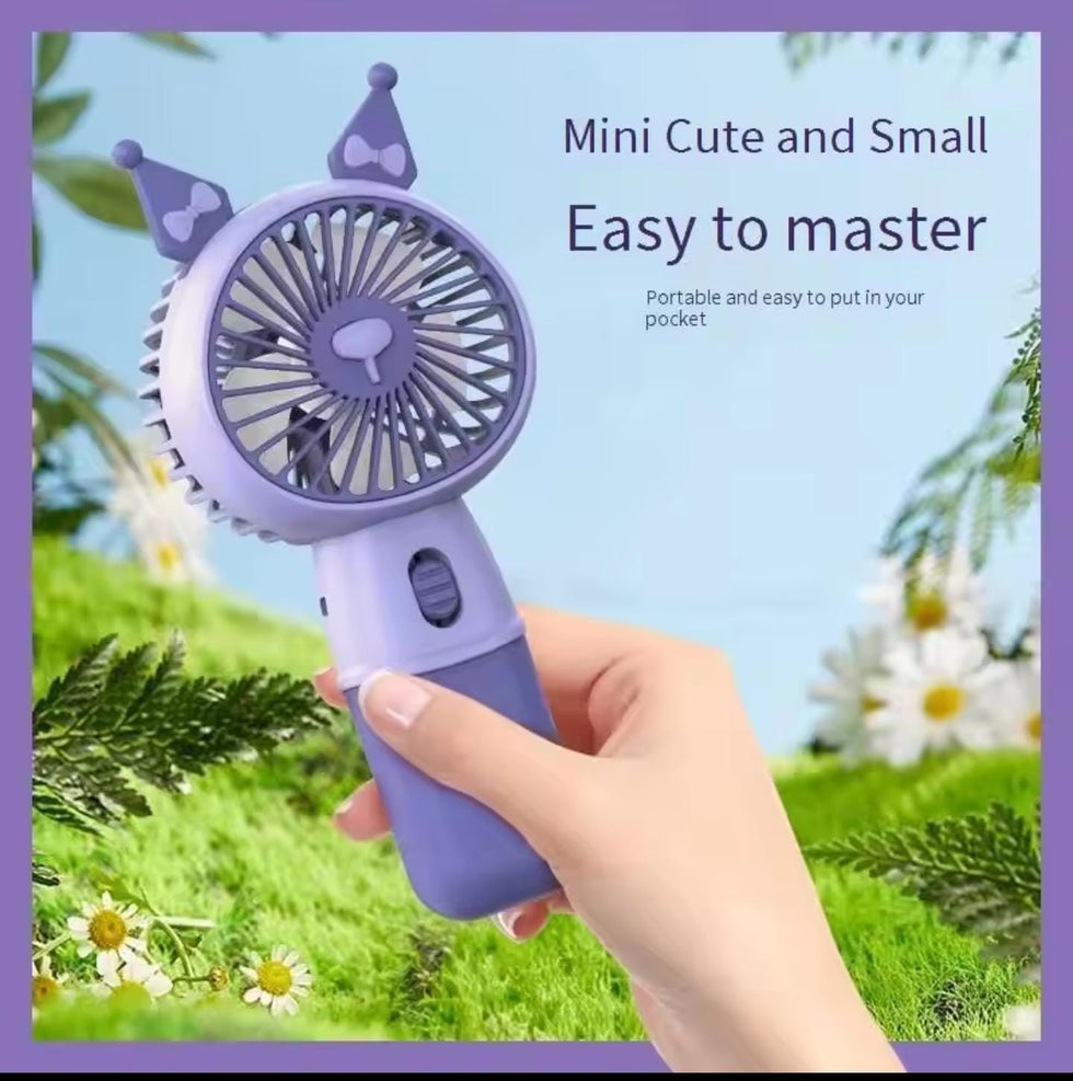 Mini Handheld Cute Fan with Dual-Function Mobile Stand Base (Random Color)