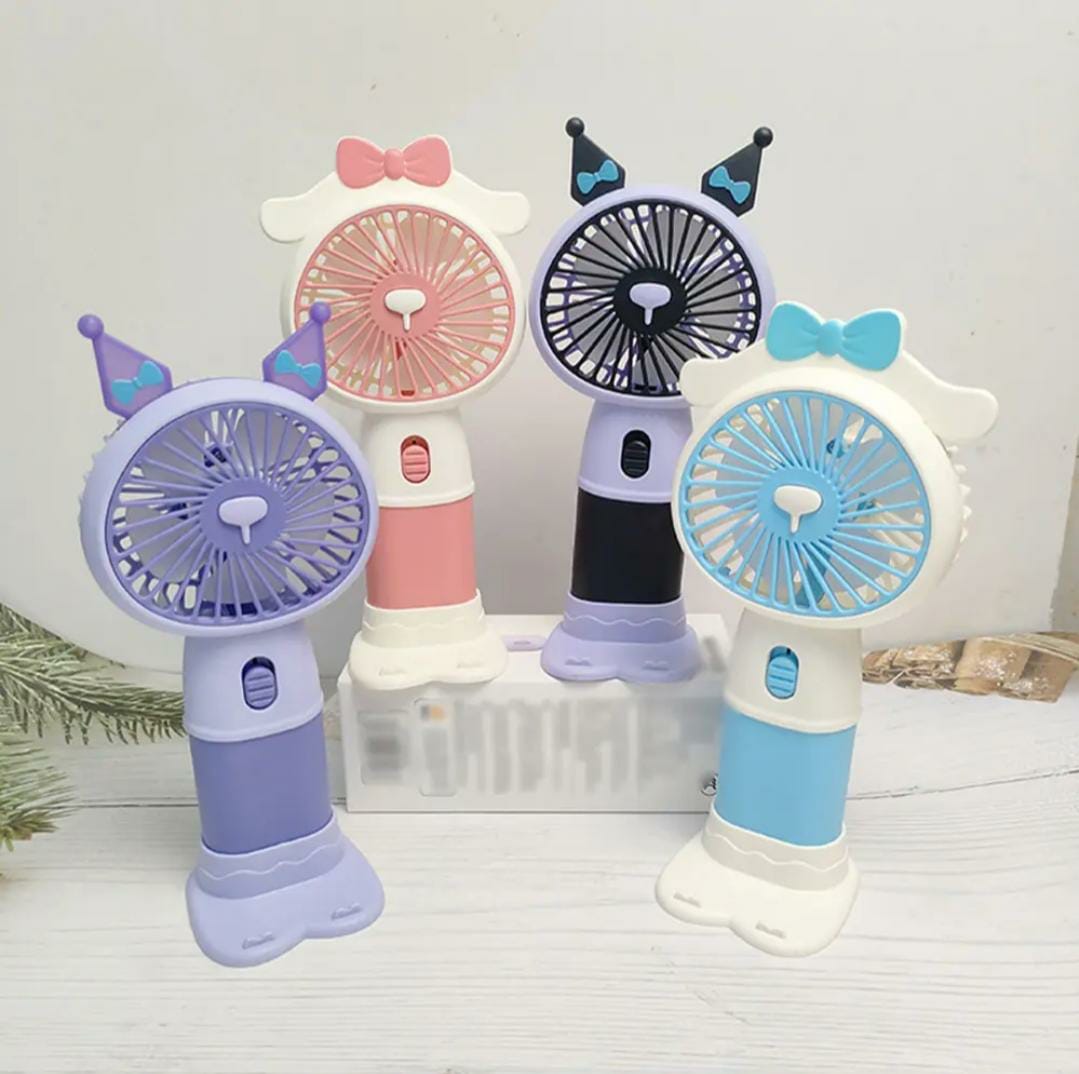 Mini Handheld Cute Fan with Dual-Function Mobile Stand Base (Random Color)