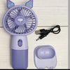 Mini Handheld Cute Fan with Dual-Function Mobile Stand Base (Random Color)