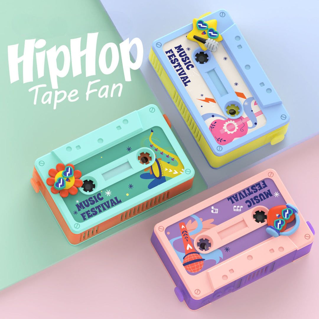RetroWave Rechargeable Cassette Style Fan with Voice Recording & Playback