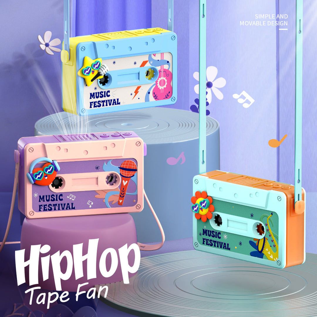 RetroWave Rechargeable Cassette Style Fan with Voice Recording & Playback