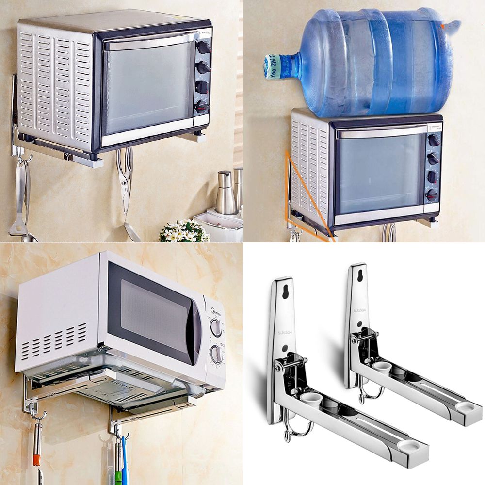 Space Saver Heavy-Duty Wall Mount Microwave Bracket Set (35kg Capacity)