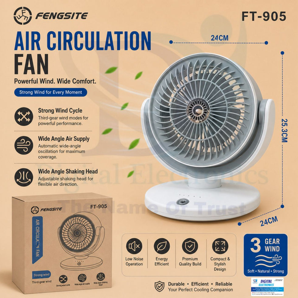 AeroVortex 3-Speed Rechargeable Air Circulation Desk Fan