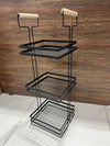 Multipurpose Metal Storage Basket Organizer with Smooth Wooden Handle