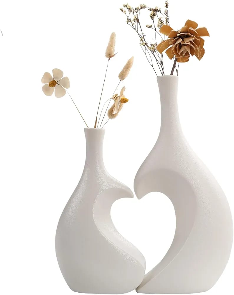 UrbanEdge Modern Minimalist Ceramic Donut Vase Set