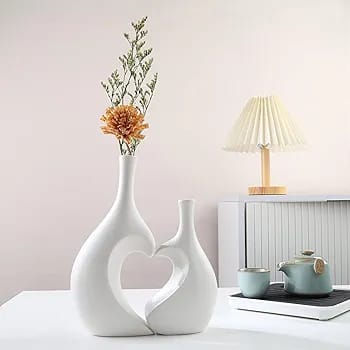 UrbanEdge Modern Minimalist Ceramic Donut Vase Set