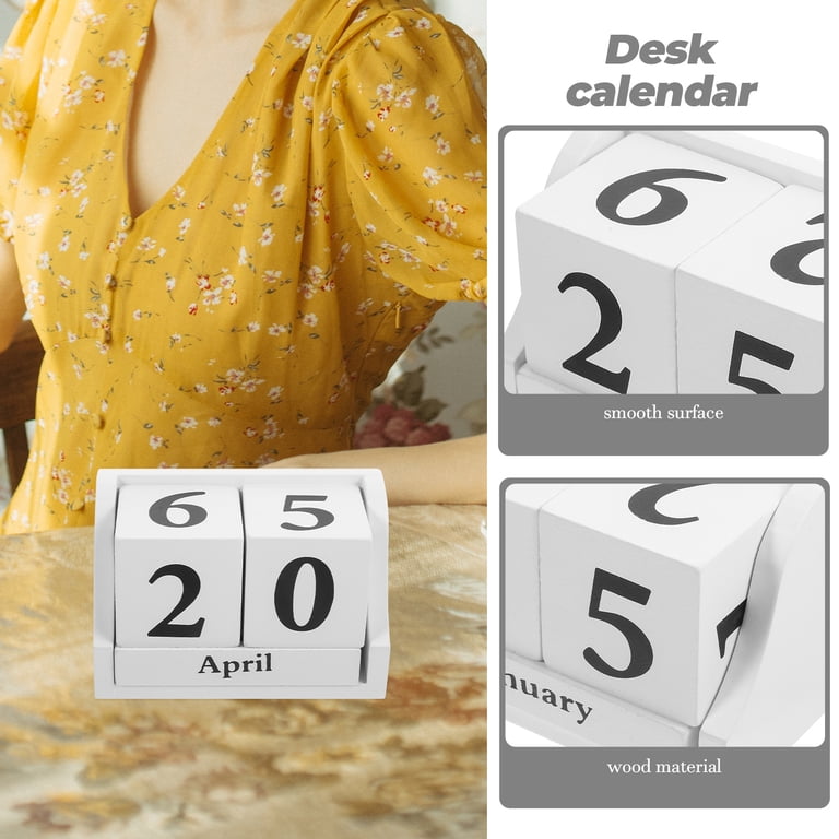 Premium Classic Wooden Perpetual Desk Calendar