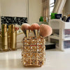 Luxury Ice Gold Metal & Crystal Makeup Brush Holder (Random Design)