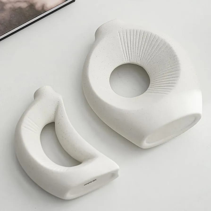 Nordic Eclipse 2-Piece Interlocking Ceramic Vase Set