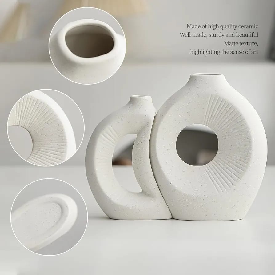 Nordic Eclipse 2-Piece Interlocking Ceramic Vase Set