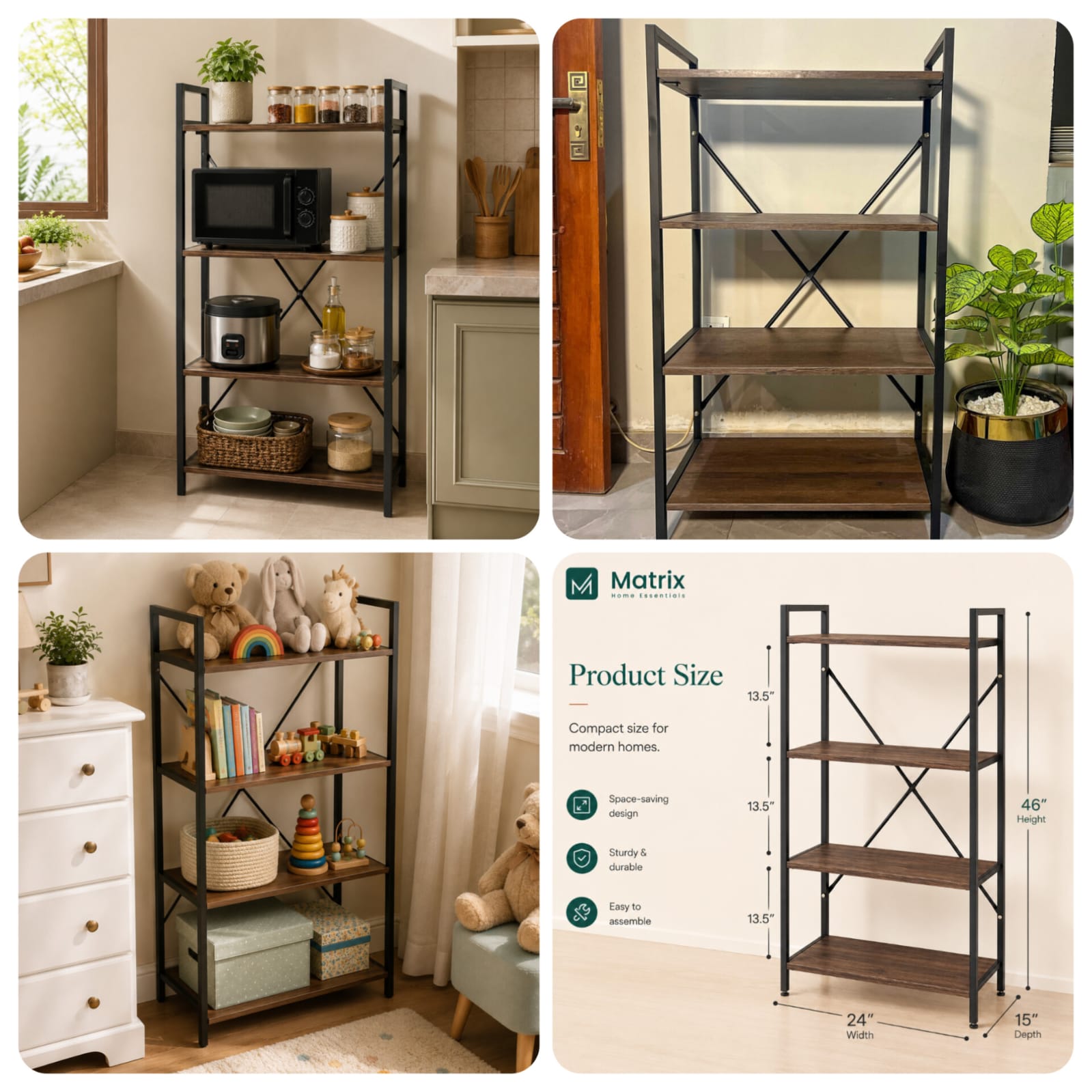4-Tier Universal Storage Rack (Movable with Wheels)