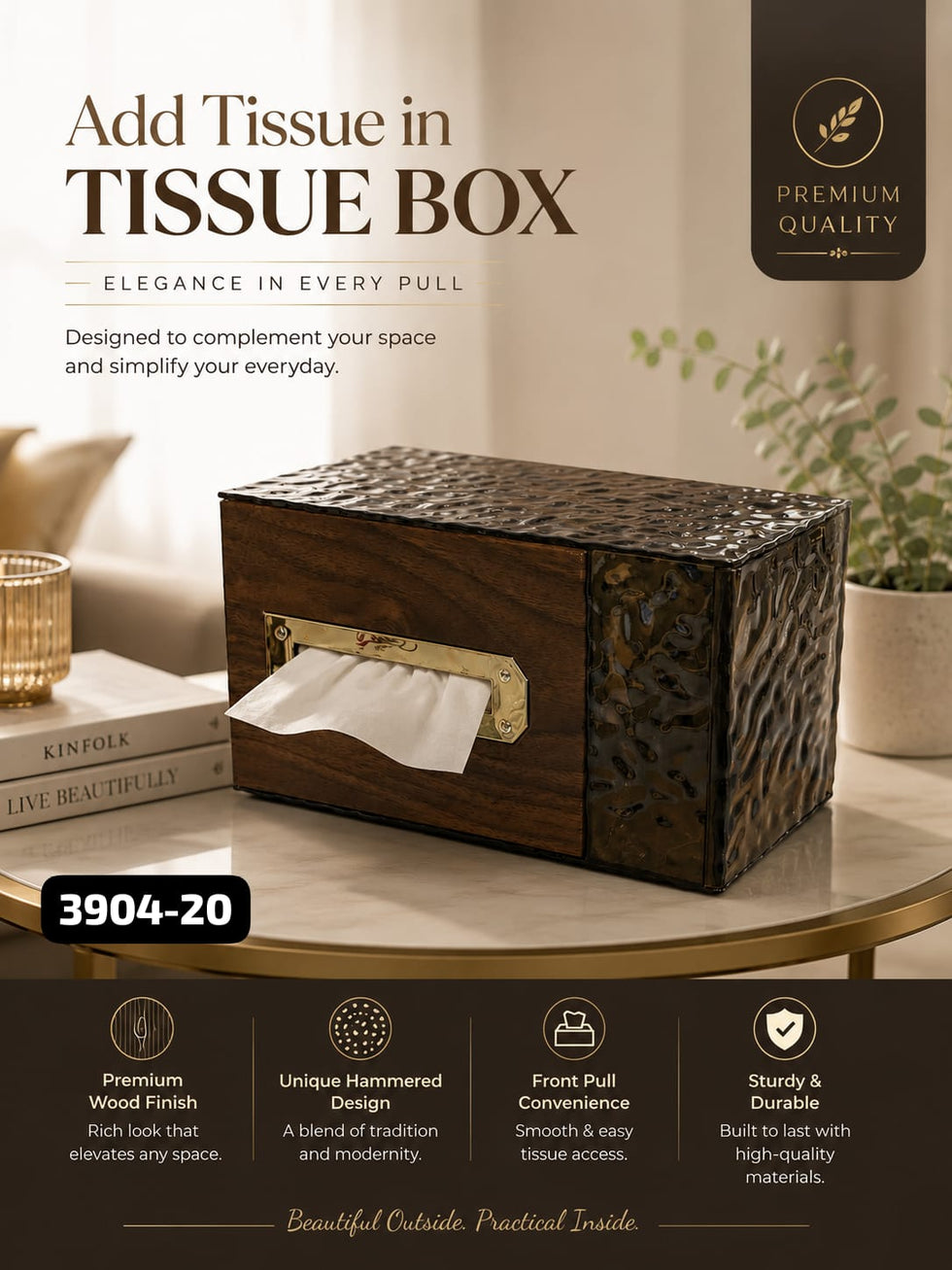 Modern Multi-Compartment Desktop Storage Dispenser with Premium Wood-Grain Top