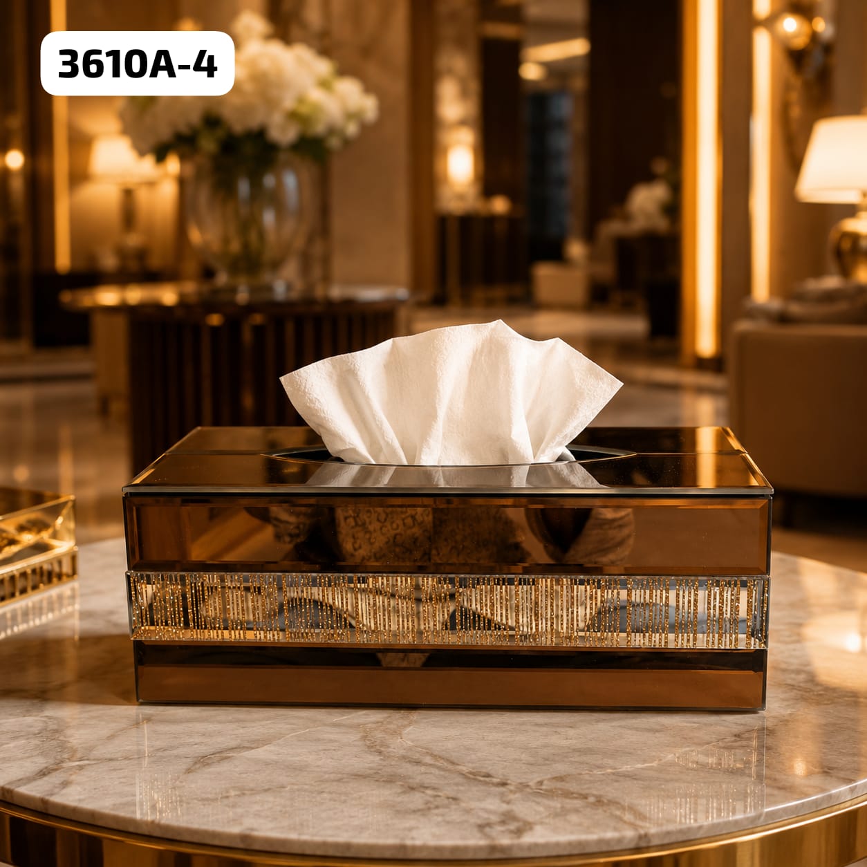 Luxury Tissue Box – Premium High-Capacity Dispenser with Textured Crystal Accent