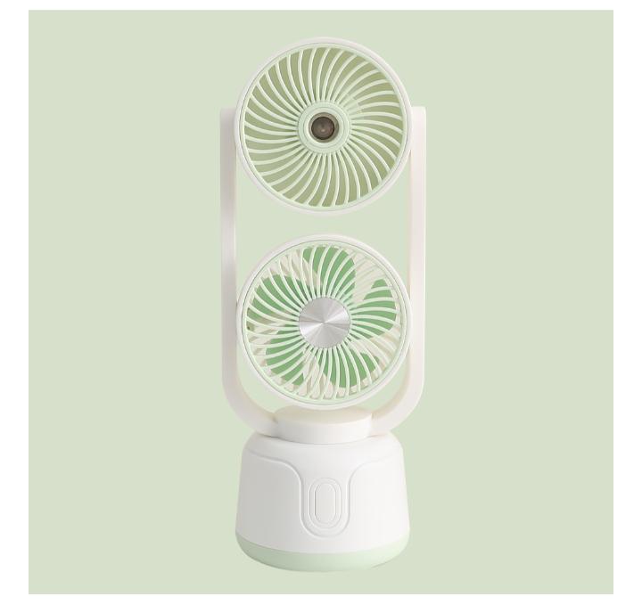Dual-Head Cooling Mist & Fan – 2-in-1 USB Rechargeable Personal Humidifier Fan
