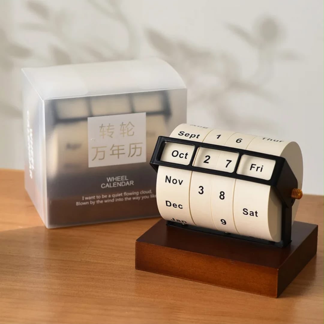 Luxury Rotating Wheel Perpetual Desk Calendar Ornament