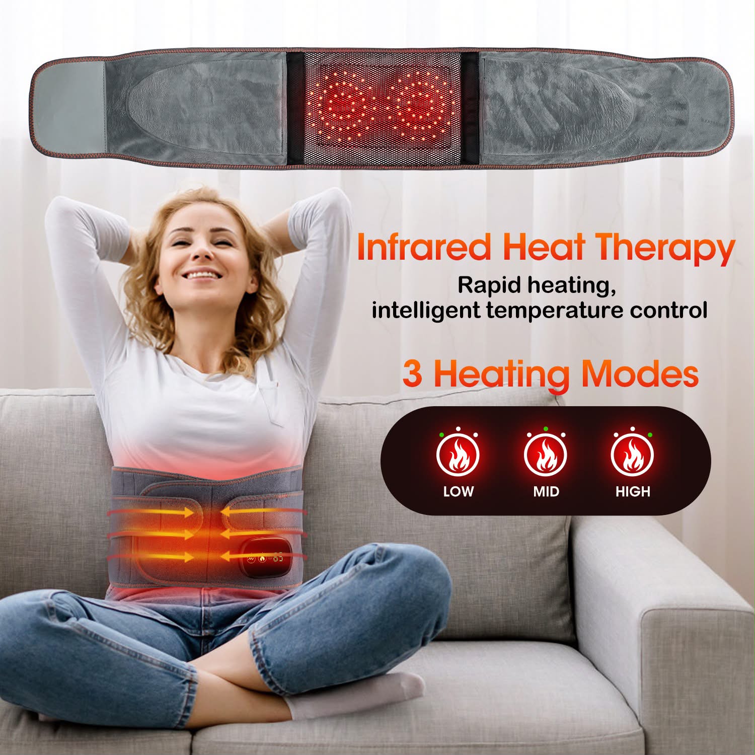 Infrared Heating & Electric Vibration Waist Massager Belt
