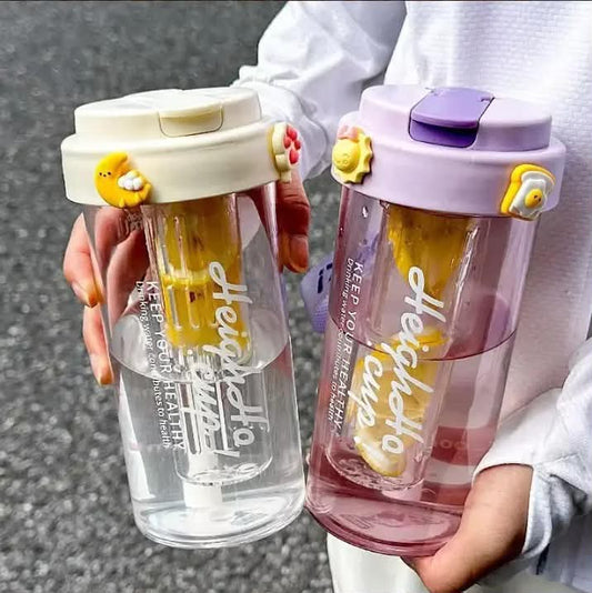 600ml Pastel Straw Tumbler & Dual-Port Water Bottle  (Random Colours)