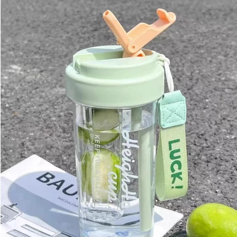 600ml Pastel Straw Tumbler & Dual-Port Water Bottle  (Random Colours)