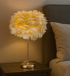 Elegant 18" Feather Table Lamp with Golden Metal Base