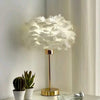 Elegant 18" Feather Table Lamp with Golden Metal Base