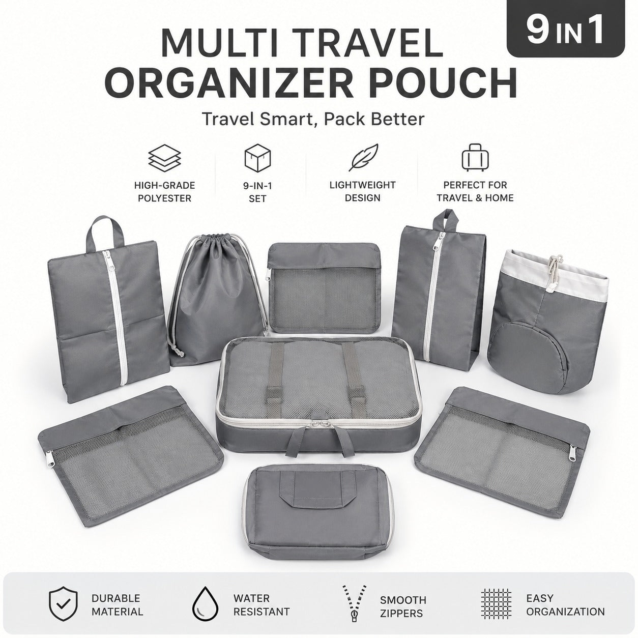 9pc Travel Packing Cubes - Ultimate Luggage Organizer Set
