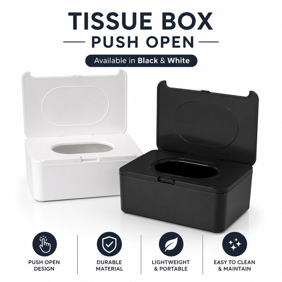 Soft-Open Push Button Tissue Box (High-Quality Plastic)