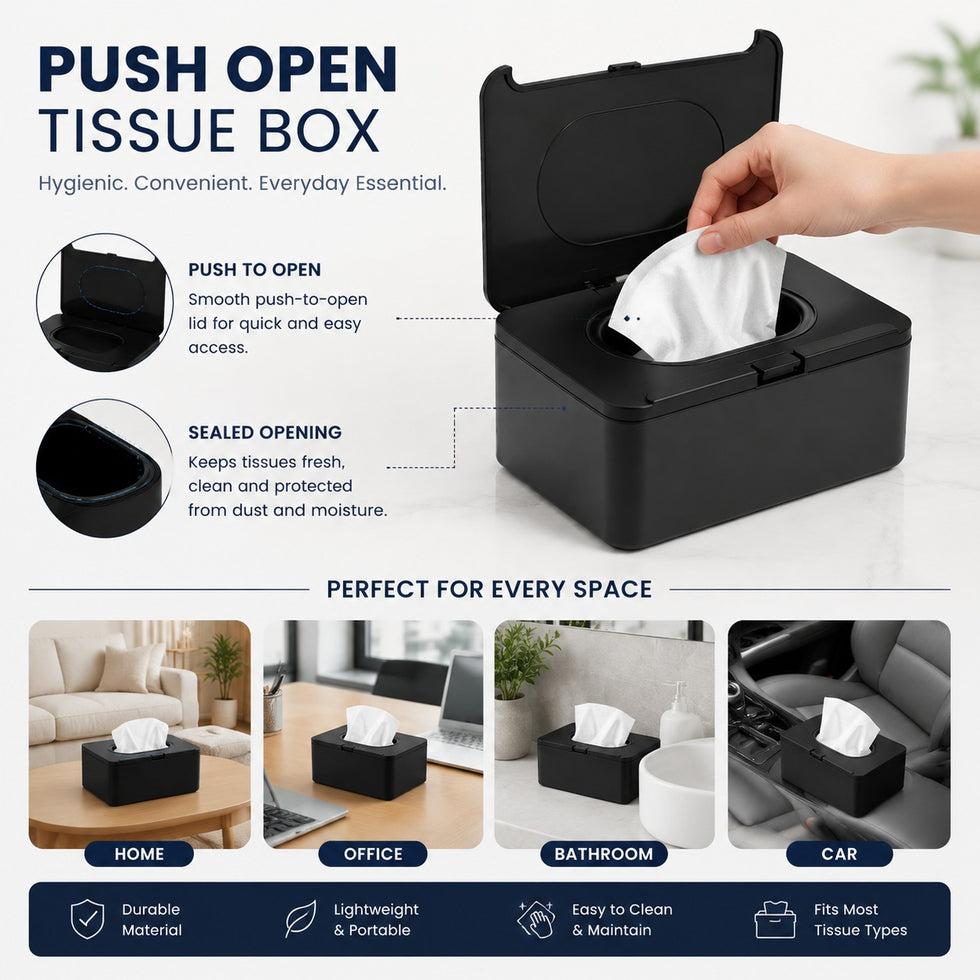 Soft-Open Push Button Tissue Box (High-Quality Plastic)