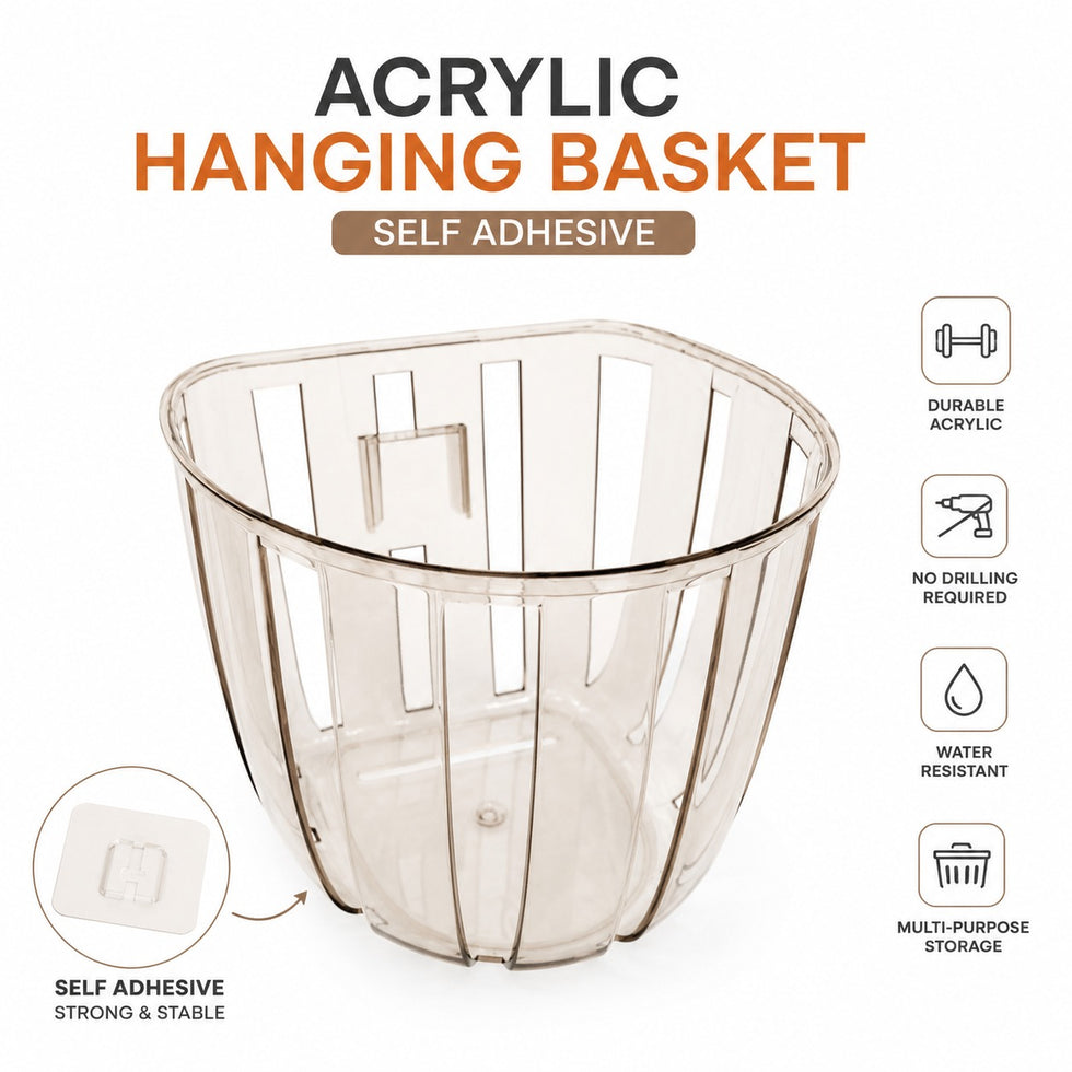 Self-Adhesive Clear Acrylic Wall Hanging Storage Basket