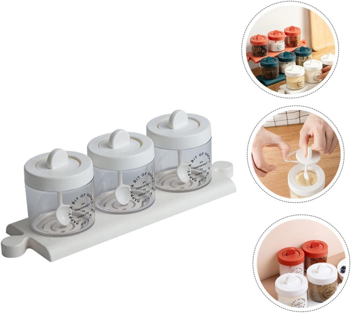 3-in-1 Plastic Masala Jar Organizer Set with Spoons & Tray