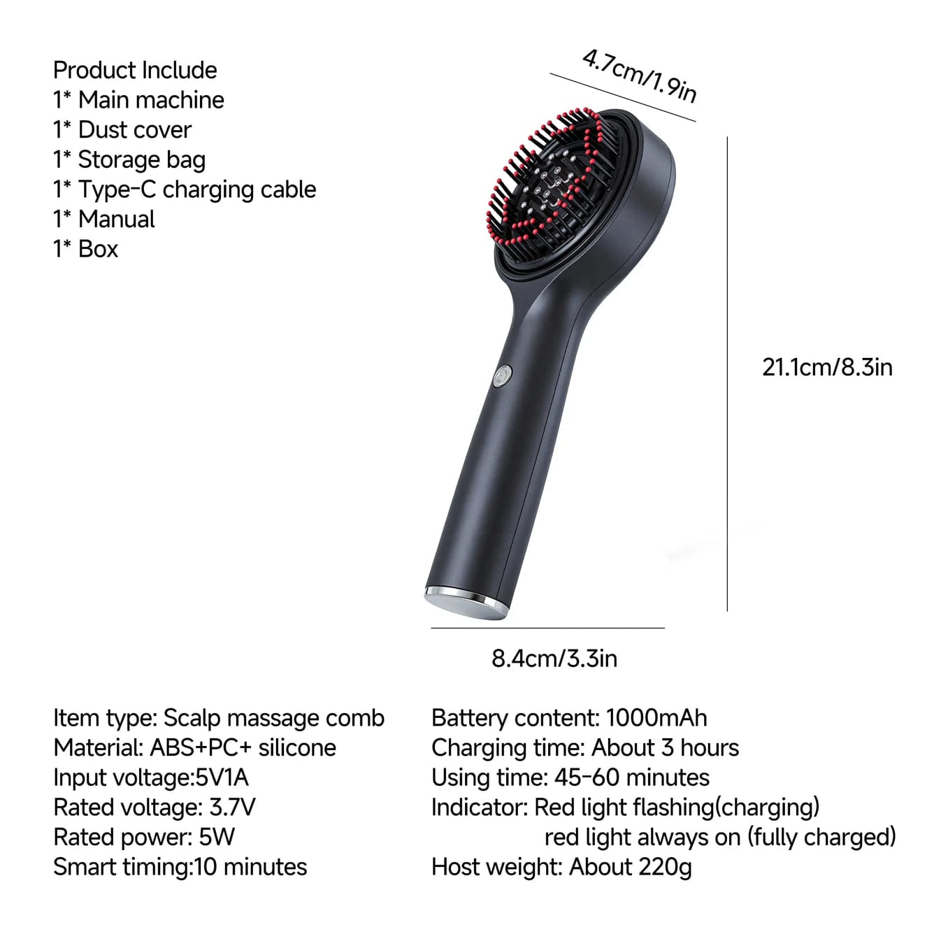 3-in-1 Electric Scalp Massager & Hair Oil Applicator