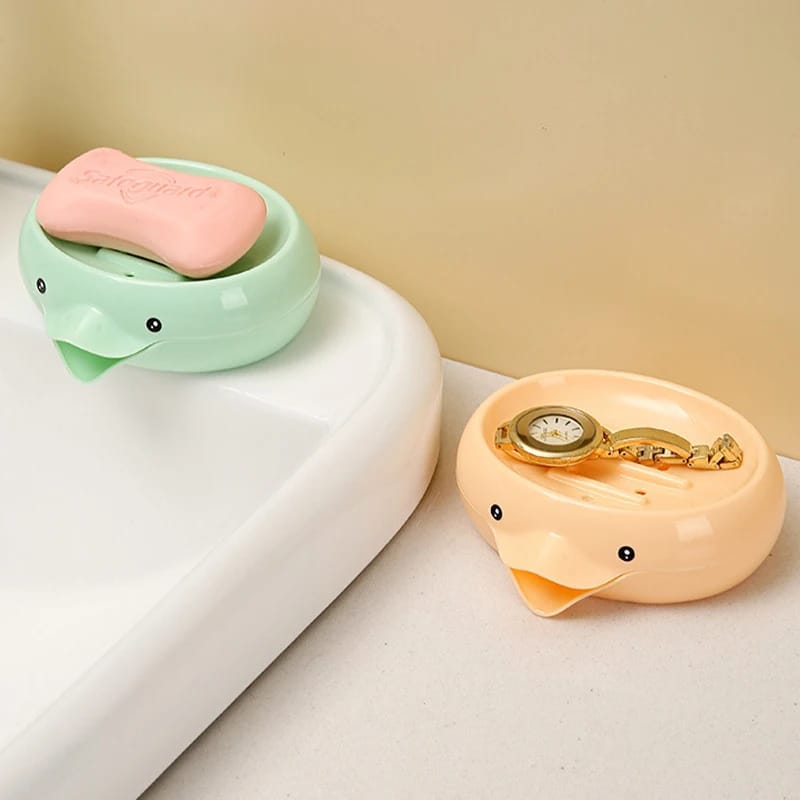 Duck-Shaped Self-Draining Soap Dish Holder