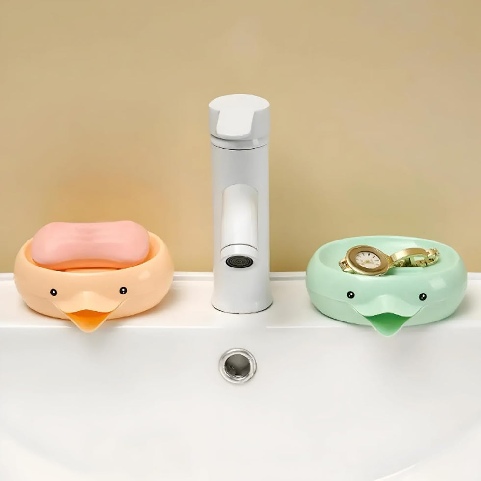Duck-Shaped Self-Draining Soap Dish Holder