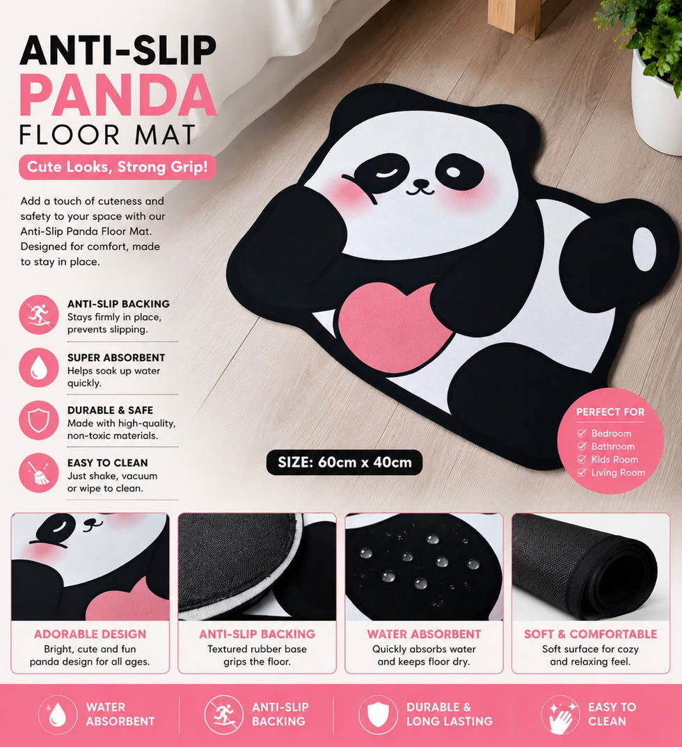 Cute Anti-Slip Mat - Kids Panda Absorbent Floor Rug