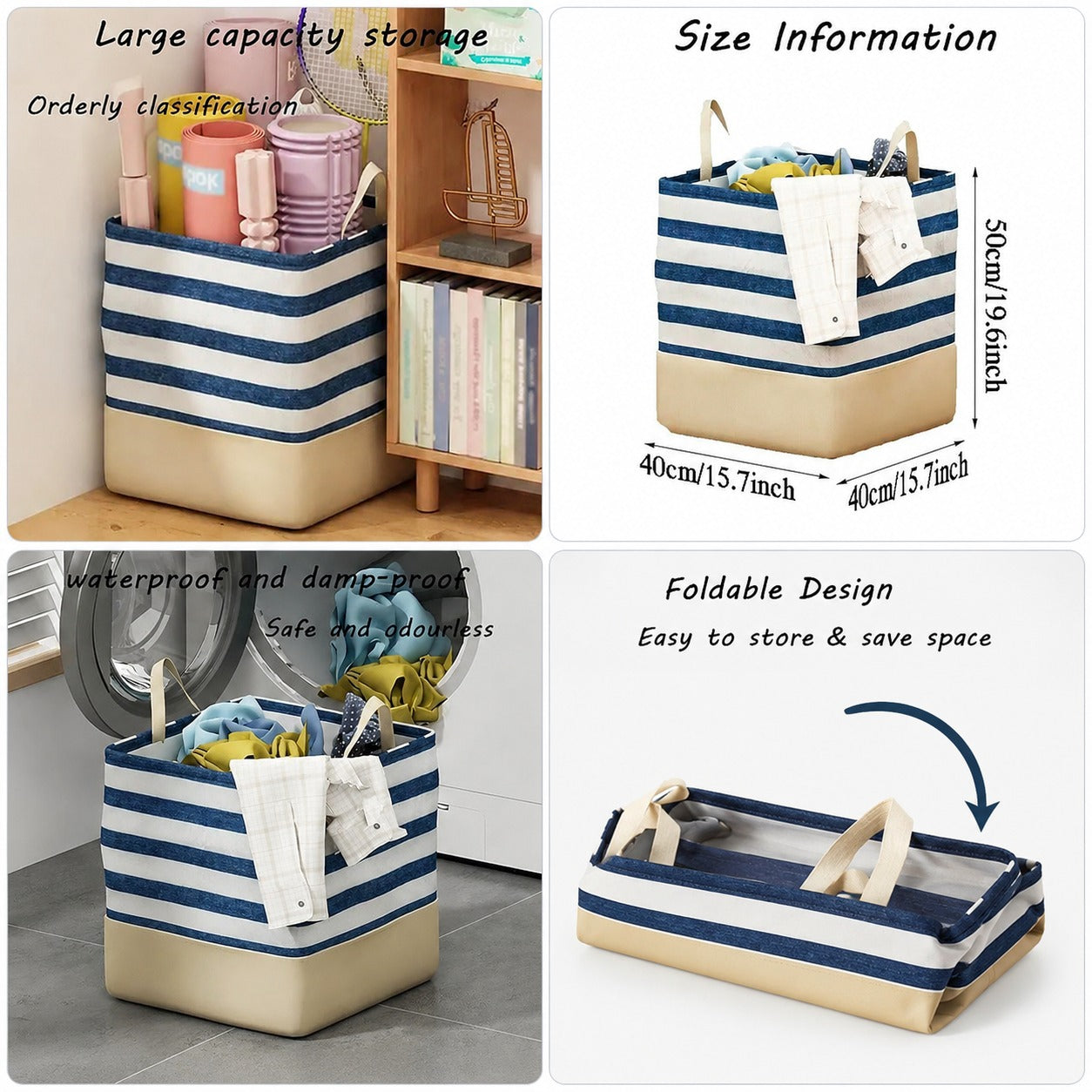 Foldable Fabric Laundry Basket - Portable Mesh Hamper