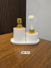 Porcelain Soap Dispenser Set - Ribbed Diffuser Tray
