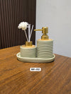 Porcelain Soap Dispenser Set - Ribbed Diffuser Tray
