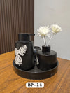 4-Piece Ceramic Bathroom Set - Black Monstera Tray Kit