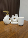 4-Piece Modern Ceramic Bathroom Set - Abstract White Kit