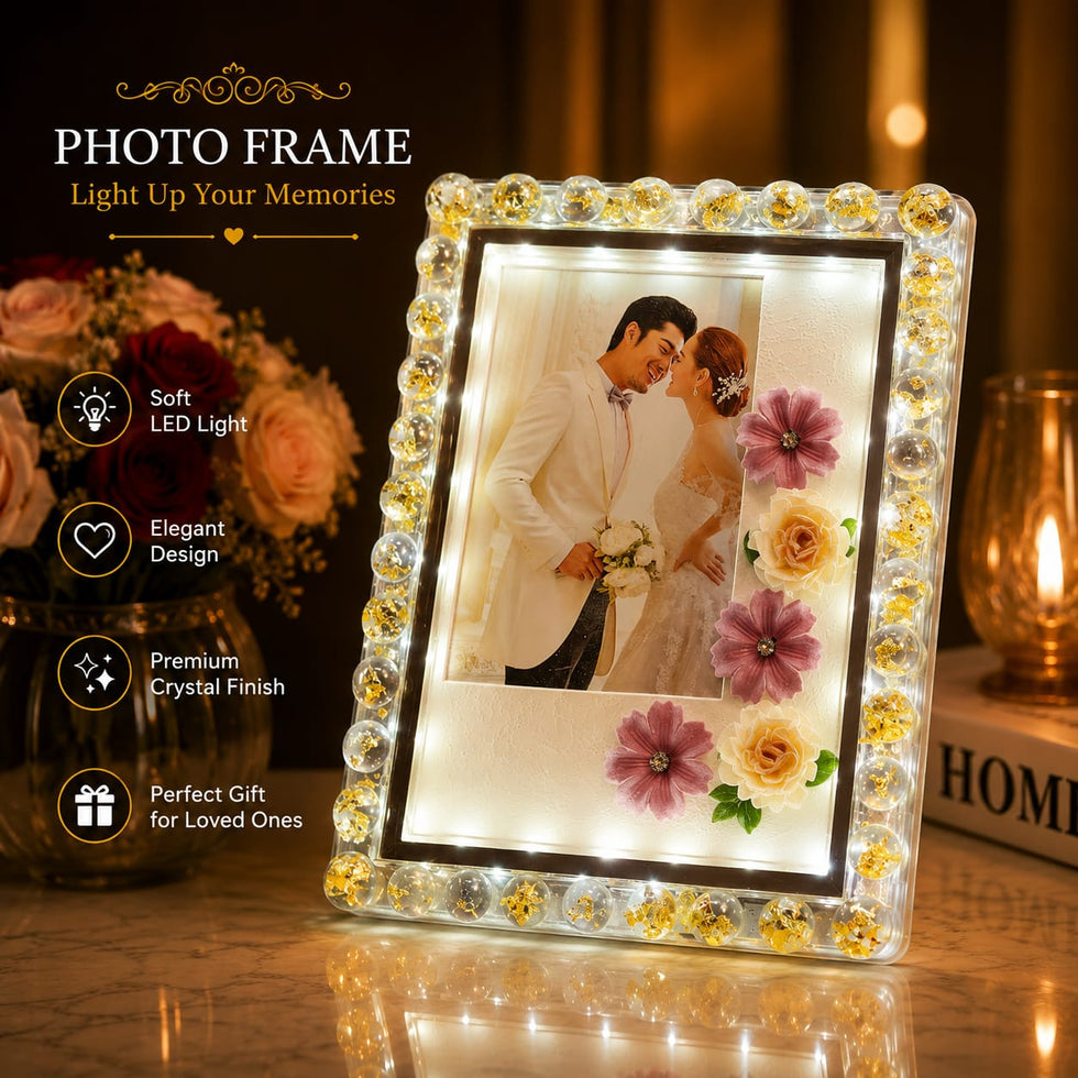 Premium LED Crystal Photo Frame - Luminous Memory Display