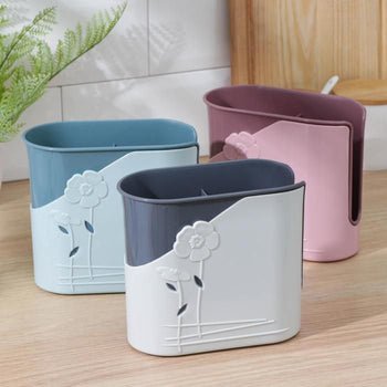 Premium Plastic Cutlery Holder: Dual Slot Spoon Organizer Station
