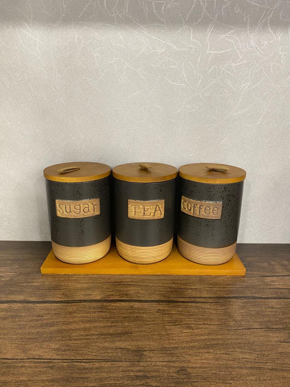 3-Pcs Crafted Matte Ceramic Canister Set