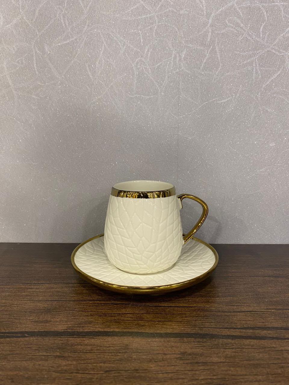 Premium 6-Piece Cup and Saucer Set - Luxury Ceramic Tea & Coffee Service for 6