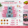 Premium Ribbed Kitchen Storage Box 3 Piece Set