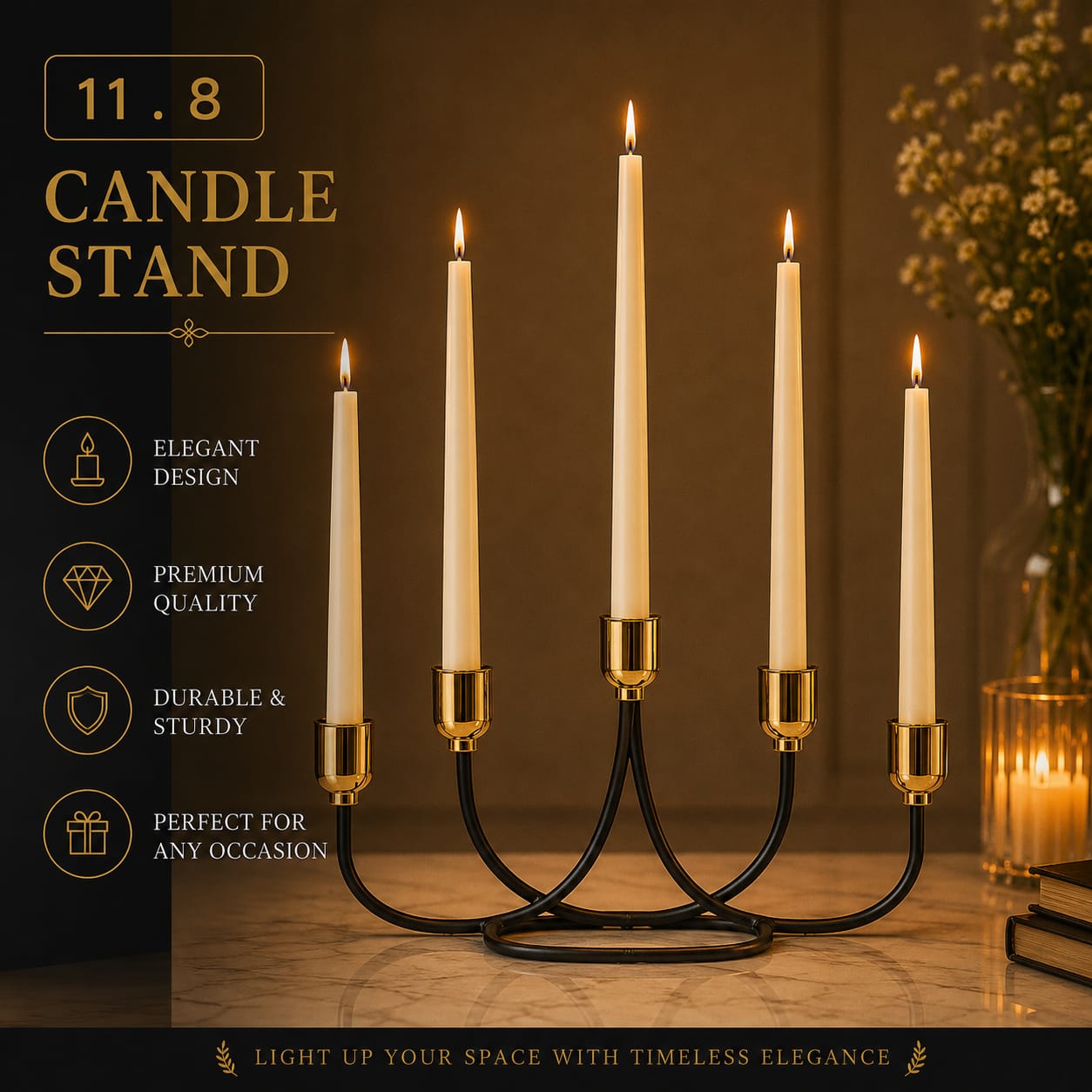 Imperial Majestic 5 Head Metal Candle Stand