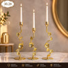 Vintage Imperial 3 Piece Golden Floral Vine Candle Stand Set