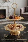 Crown Imperial Server - 2-Tier Golden Ceramic Basket