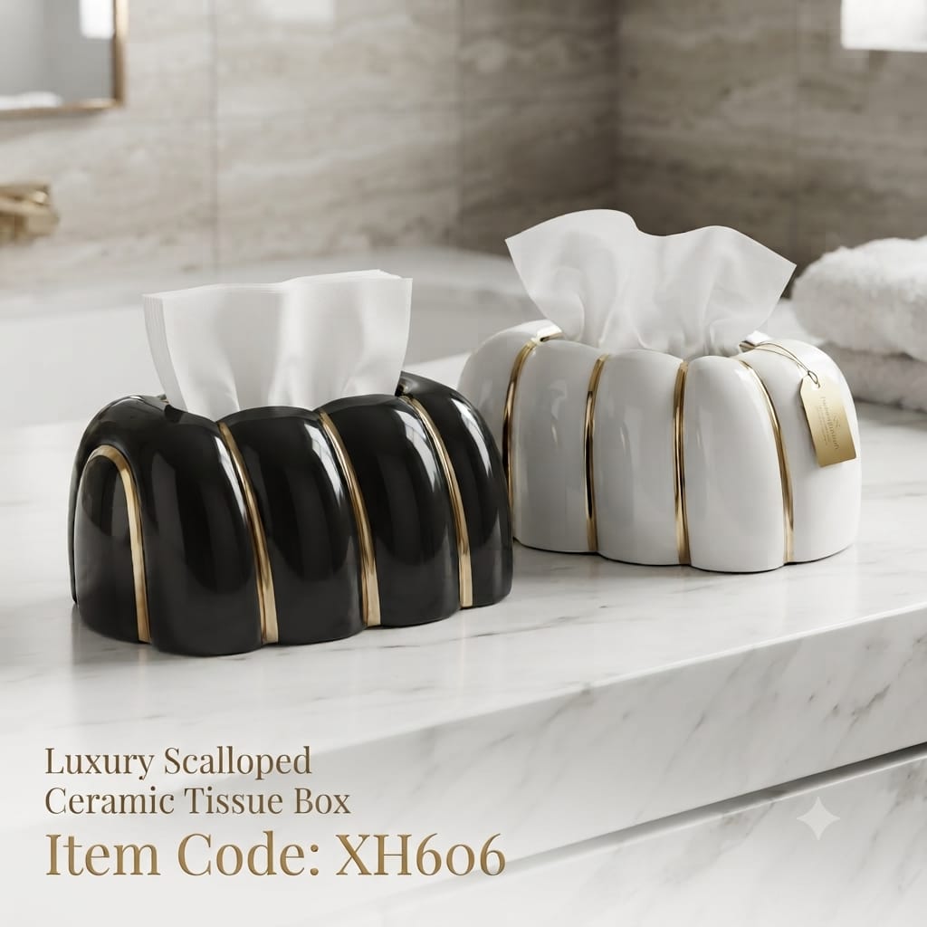 Majestic Scalloped Case - Luxury Ceramic Tissue Box