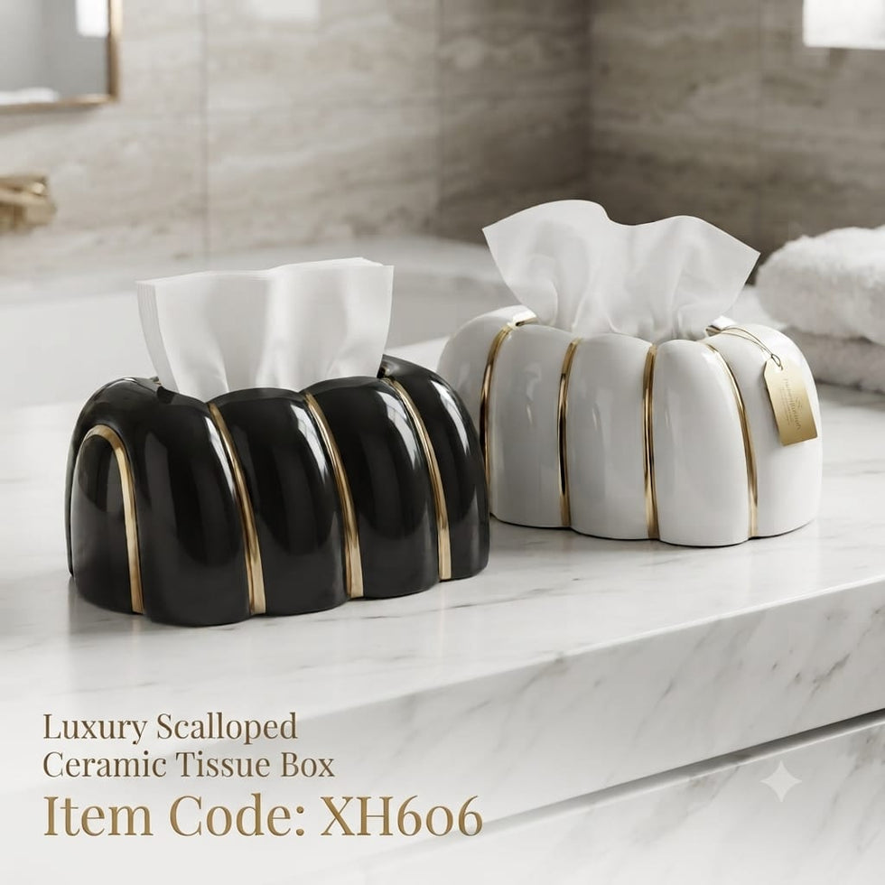 Majestic Scalloped Case - Luxury Ceramic Tissue Box