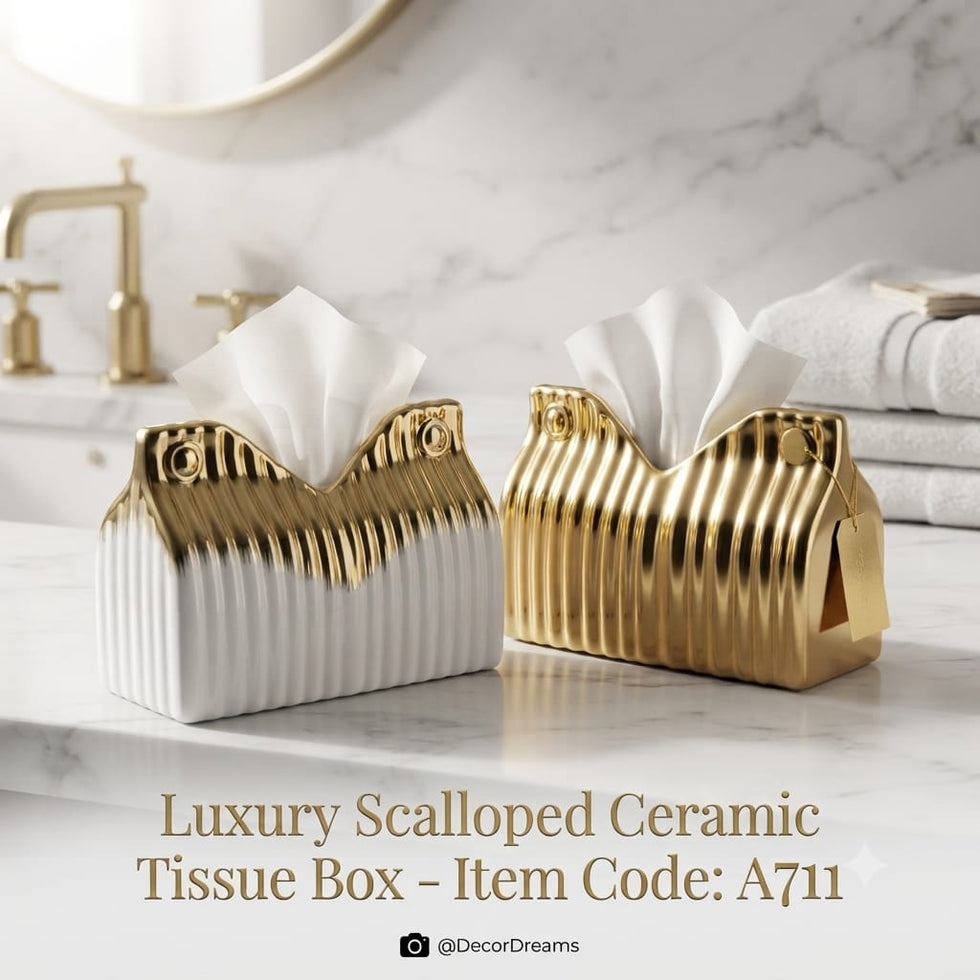 V- Shape Contour Case - Luxury Ceramic Tissue Box